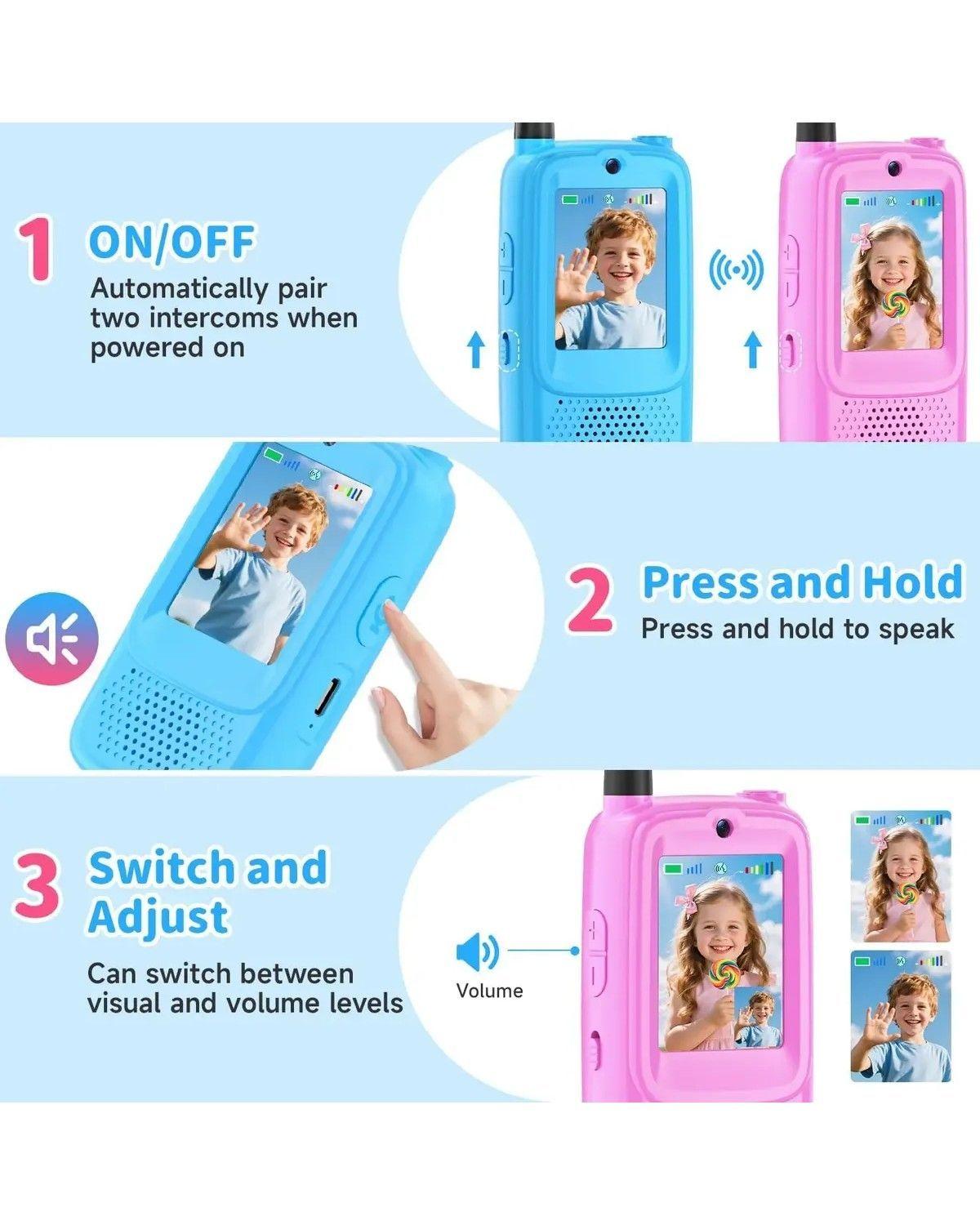 Pack 2 Walkie Talkies Para Niños Con Vídeo Recargable, Usb-2