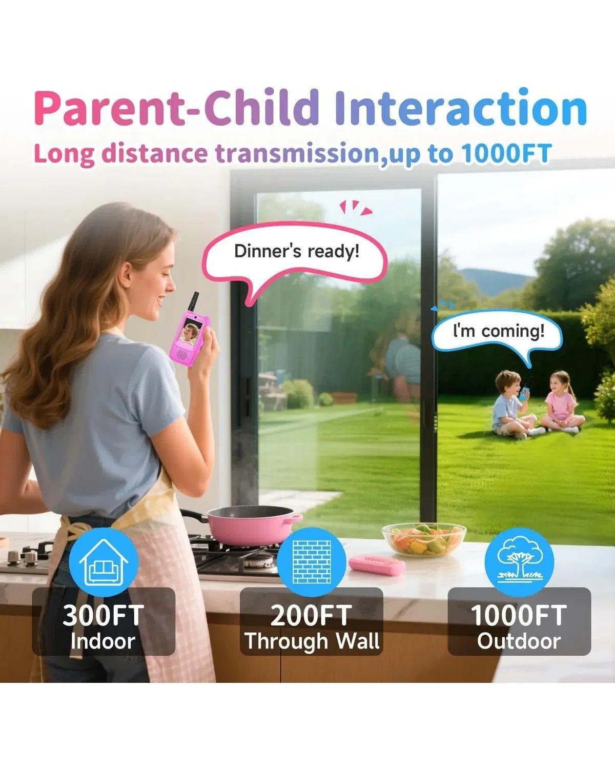 Pack 2 Walkie Talkies Para Niños Con Vídeo Recargable, Usb-3