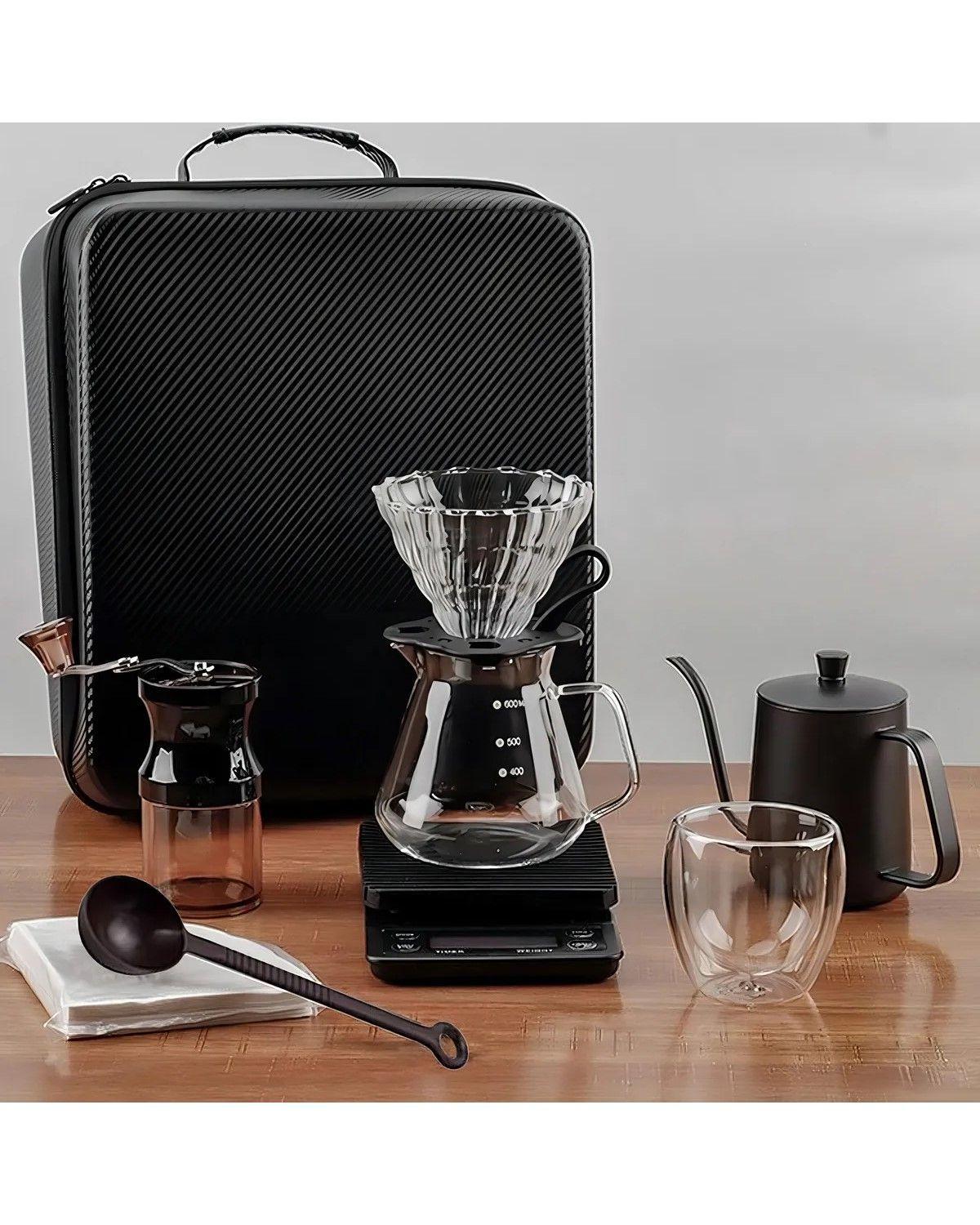 Juego De Regalo De Café De Viaje,cafetera Manual 9 Piezas, Juego De Café Preparado A Mano, Tetera-3