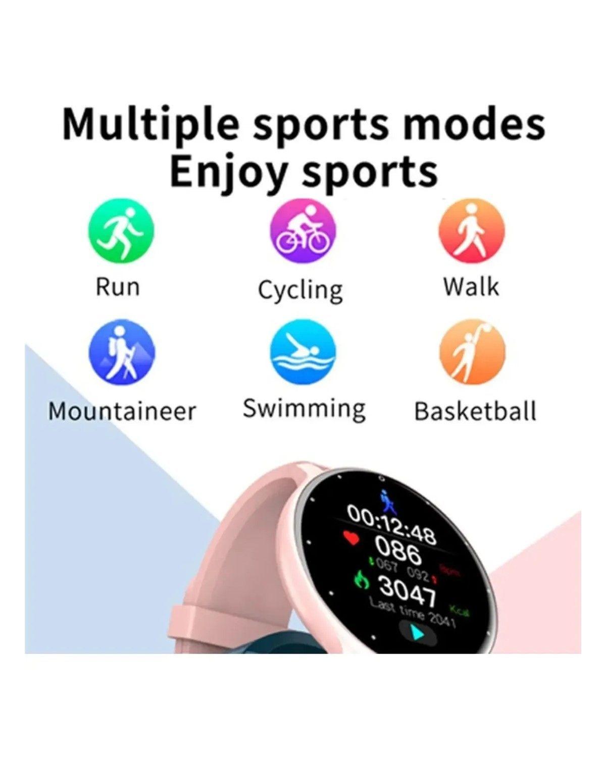Smartwatch , Pantalla Tft Táctil, Correa Rosa-1