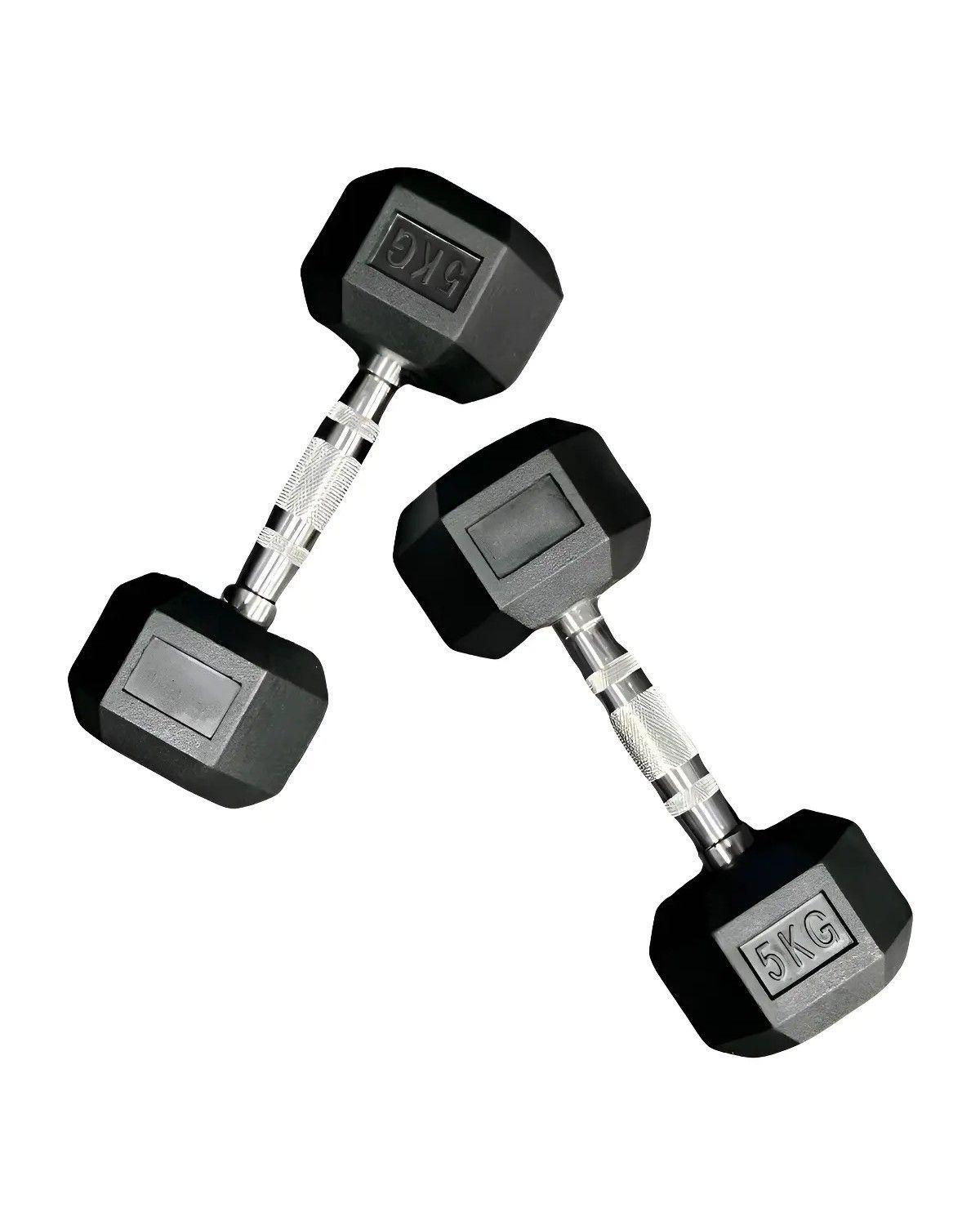 Mancuernas Hexagonal Par De 5 Kg, Color Negro Mundo Pesas-0