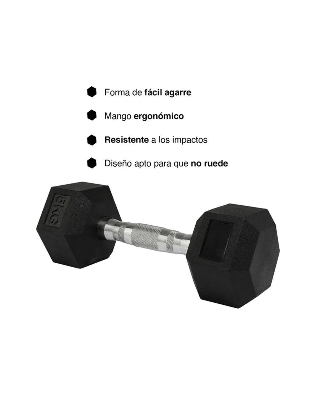 Mancuernas Hexagonal Par De 5 Kg, Color Negro Mundo Pesas-2