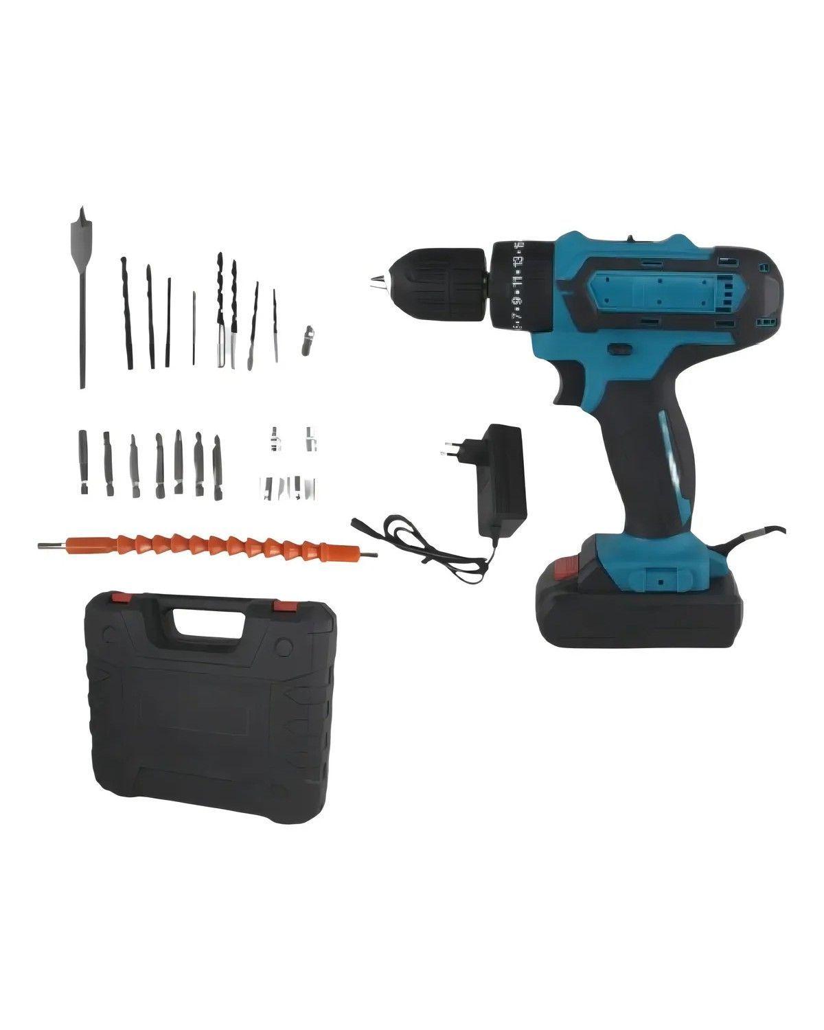 Taladro Atornillador Rotomartillo Inalámbrico De 21v Color Azul-0