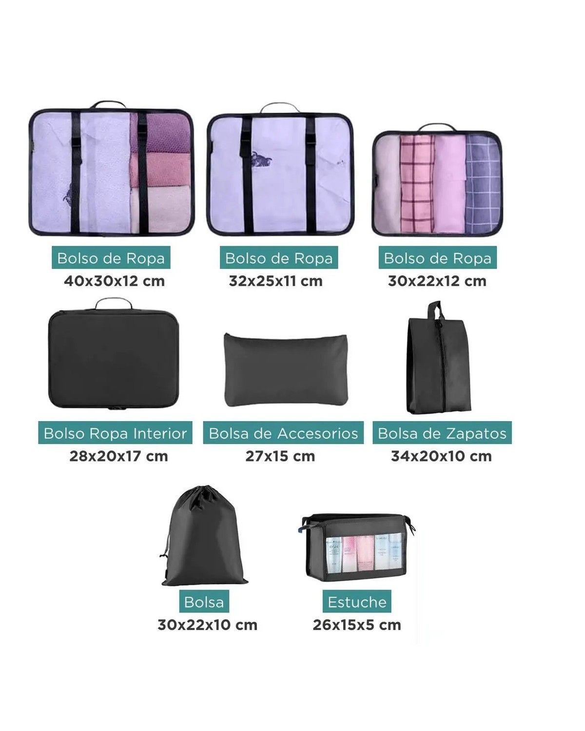 Organizador Maleta Set 8 Bolsas Viaje Equipaje-1