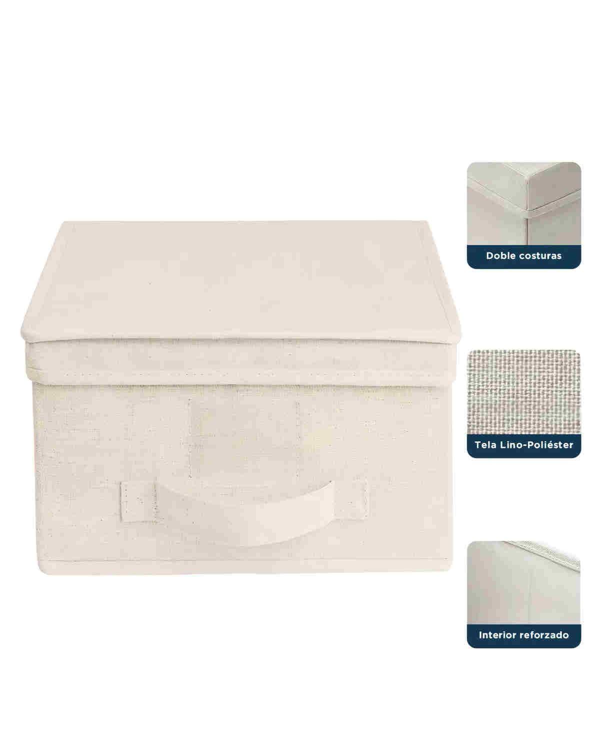 Pack 3 Cajas Organizadoras Plegables Organización Closet Ropa Accesorios BEIGE-2