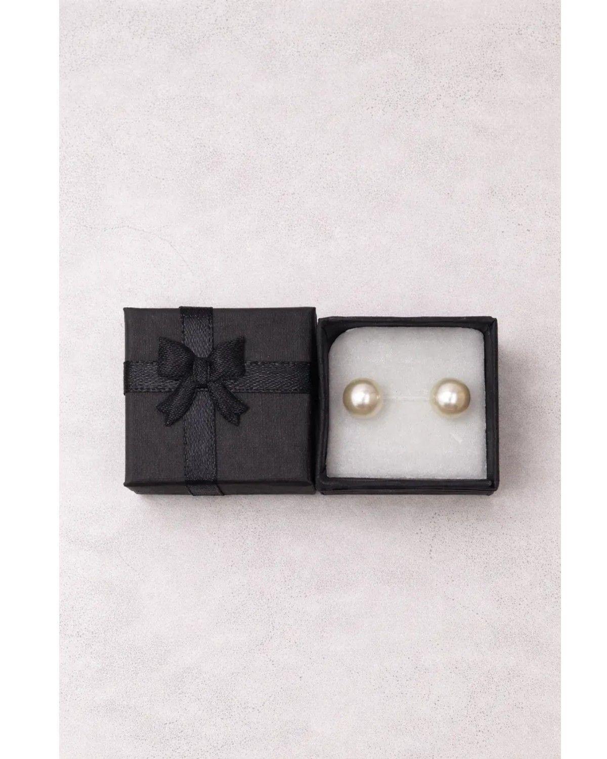 Aros Perla 10mm Mujer Enchape Oro 18k Clásicos Elegantes-3