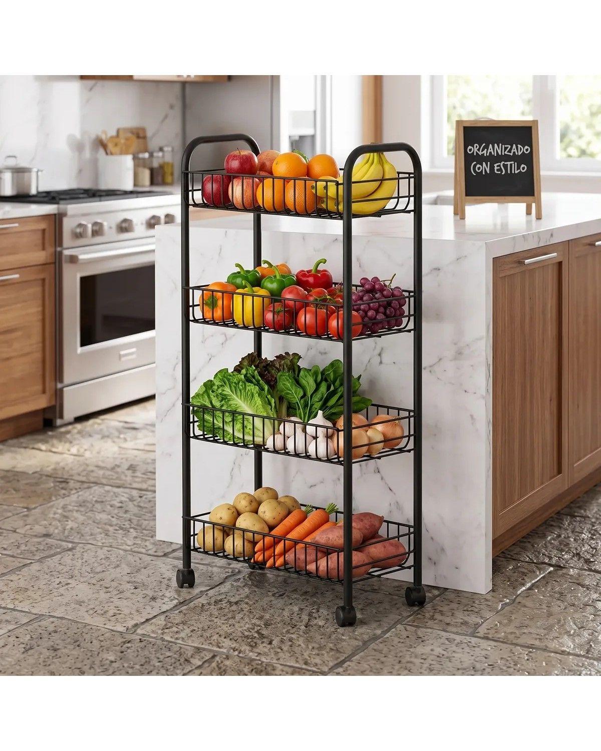Carro Organizador Con Ruedas Verdulero 84x28x42 Cm-3
