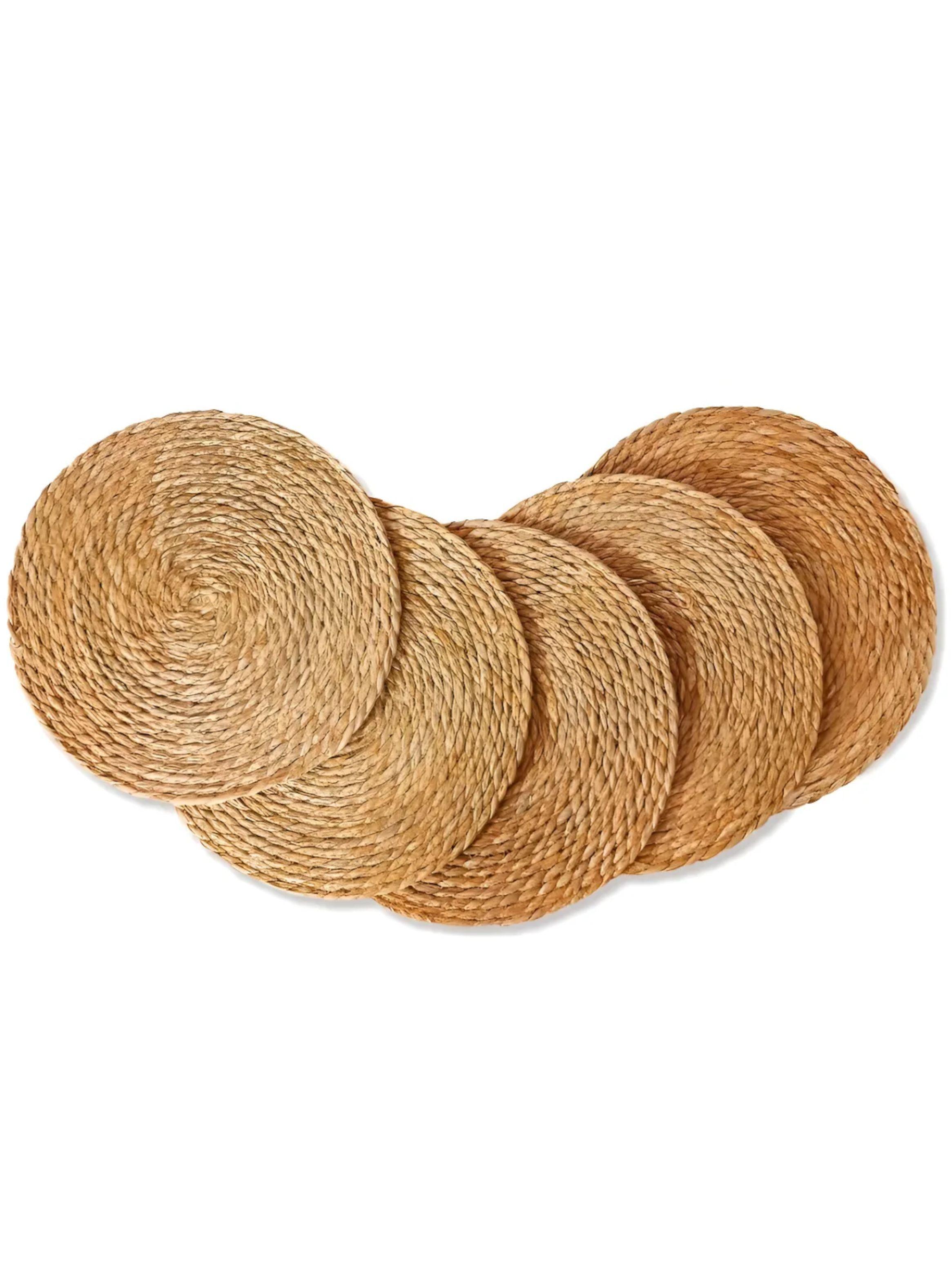 Set de 6 manteles de fibra natural color beige -0