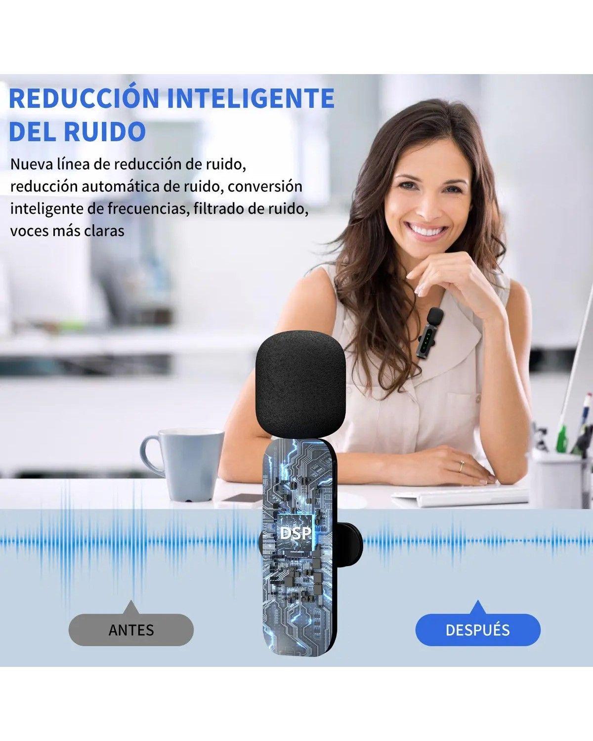 Micrófono Lavalier Inalámbrico Para iPhone iPad Y Android Color Negro-2