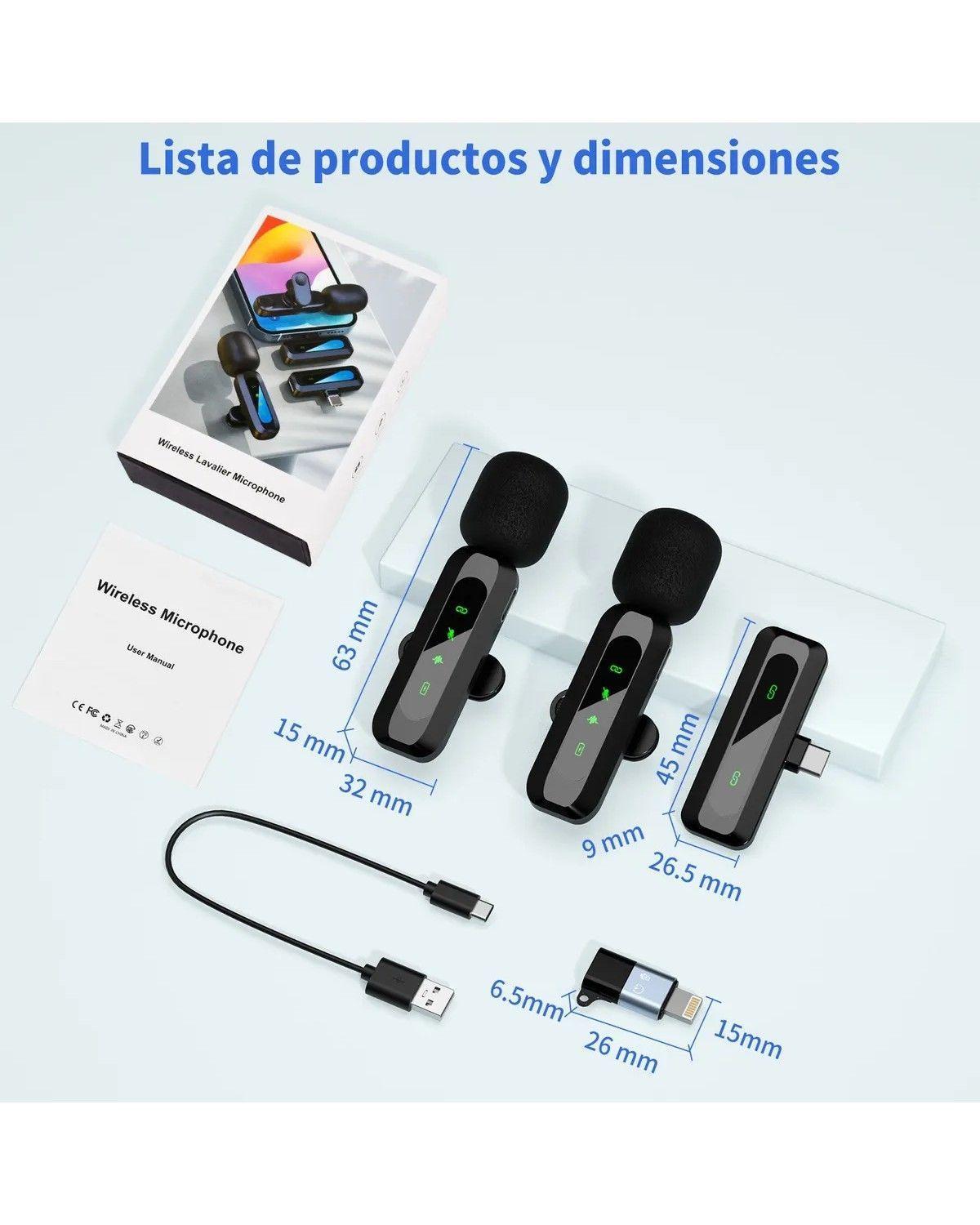 Micrófono Lavalier Inalámbrico Para iPhone iPad Y Android Color Negro-1