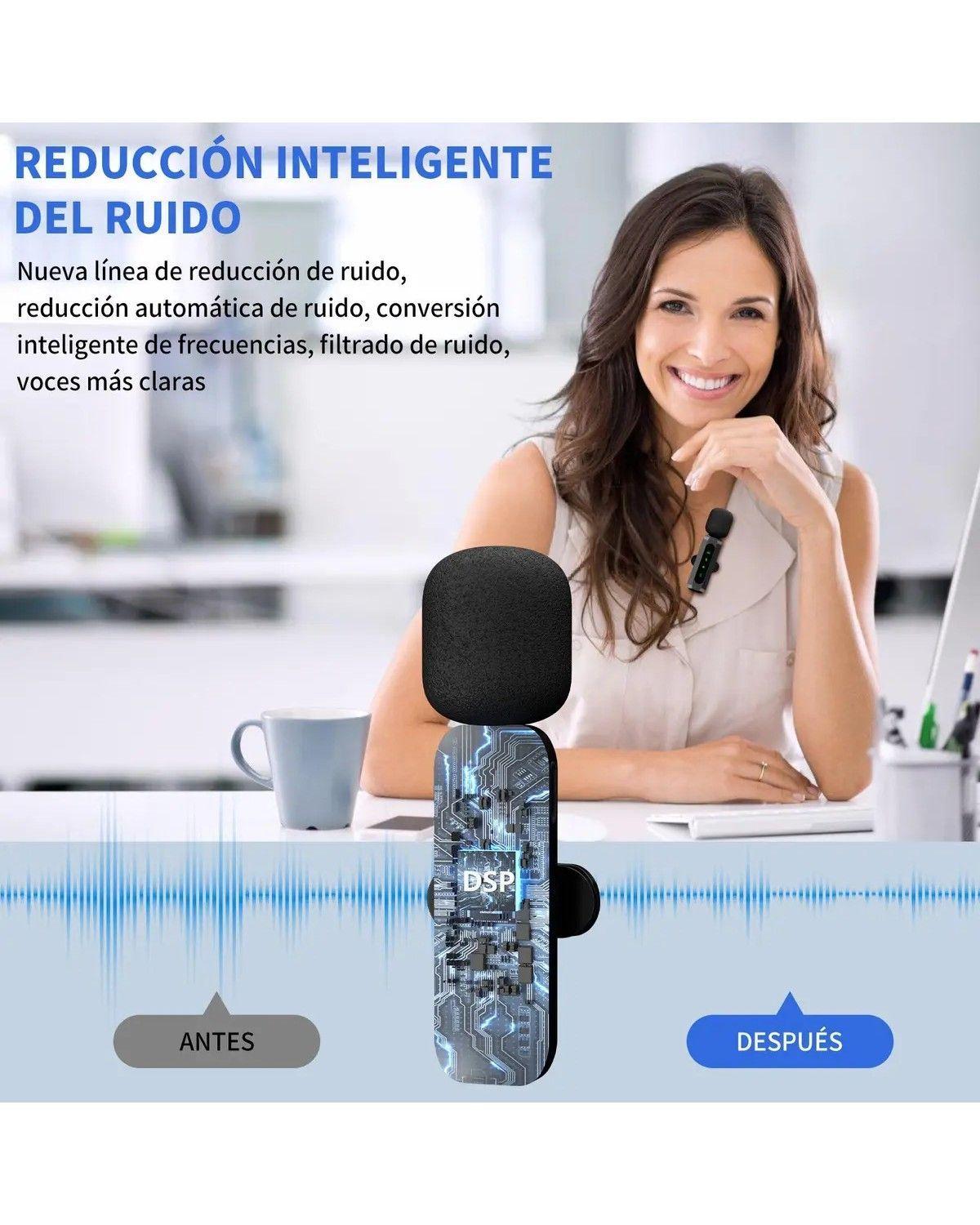 Micrófono Lavalier Inalámbrico Para iPhone iPad Y Android Color Negro-2