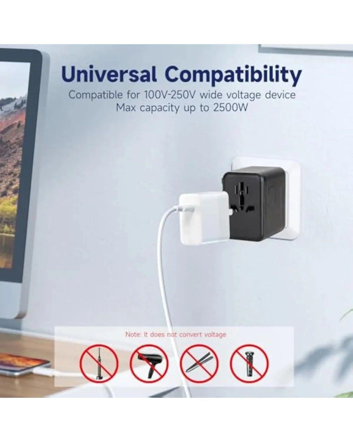 Enchufe Adaptador Viaje Universal En Uno 5 In 1 Gan 35w-3