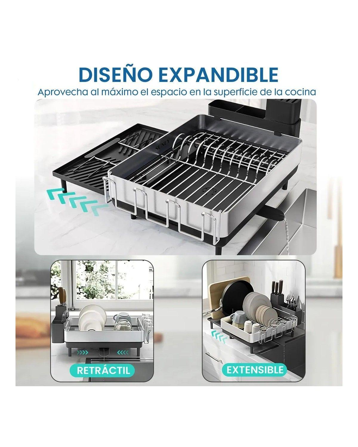 Escurridor Secador De Loza Extendible de acero inoxidable-2