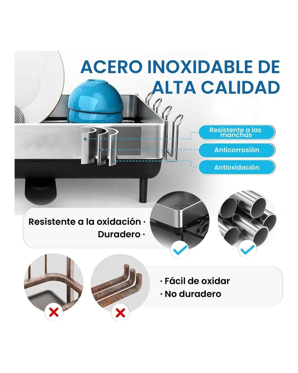 Escurridor Secador De Loza Extendible de acero inoxidable-3