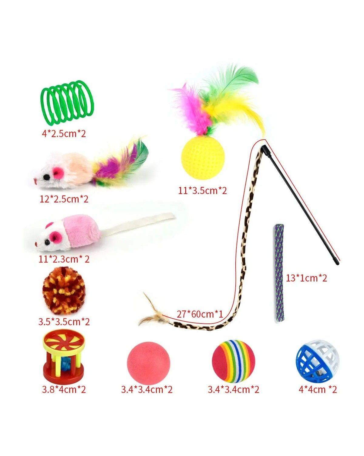 Juego 22pk Túnel De Gato Plegable Juguete Mascota Pluma Bola Color T-shaped Tunnel-1