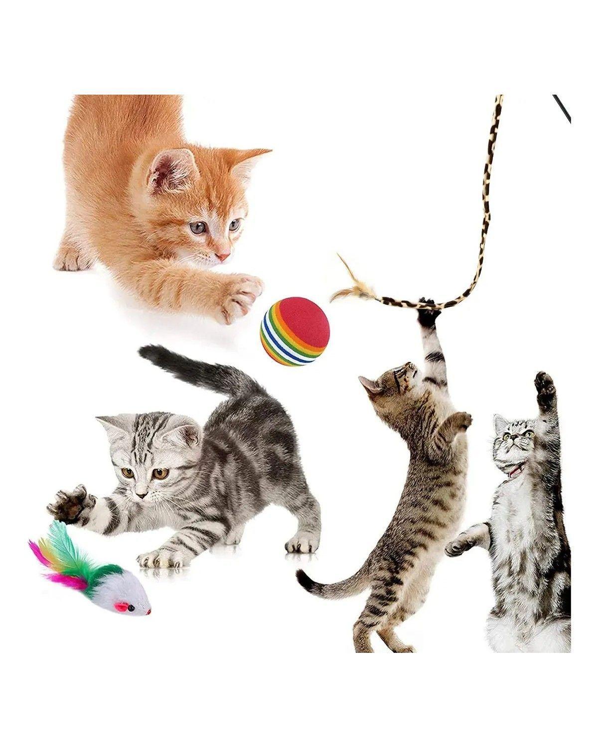 Juego 22pk Túnel De Gato Plegable Juguete Mascota Pluma Bola Color T-shaped Tunnel-3