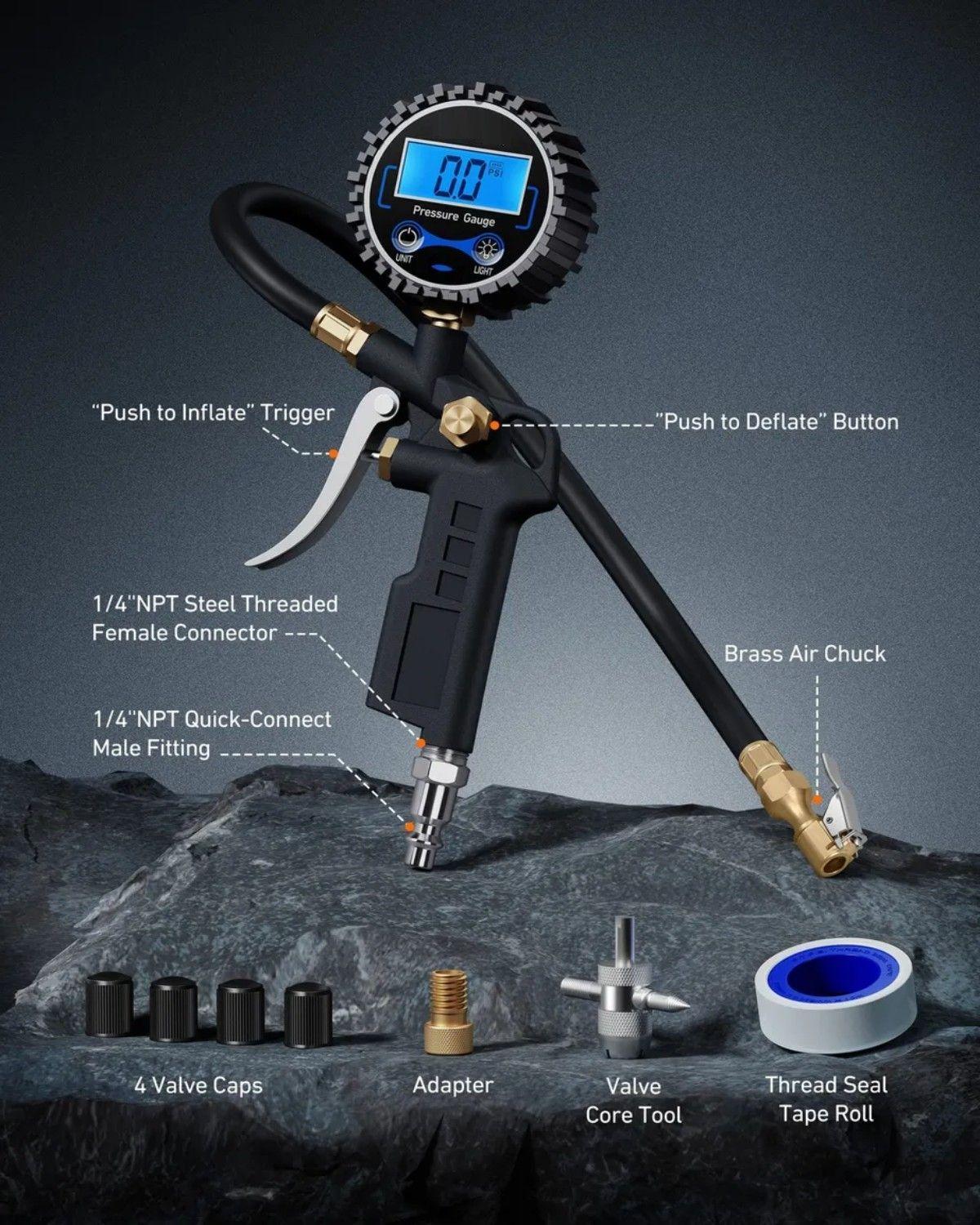 Pistola Para Inflar Y Calibrar Neumáticos Manómetro-3