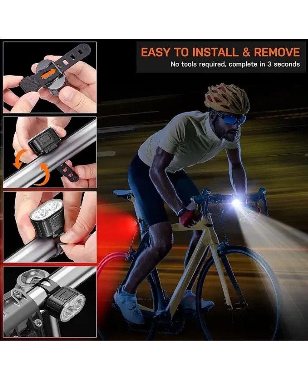 Kit Luz Bicicleta Recargable Juego Luces Led Impermeable-3