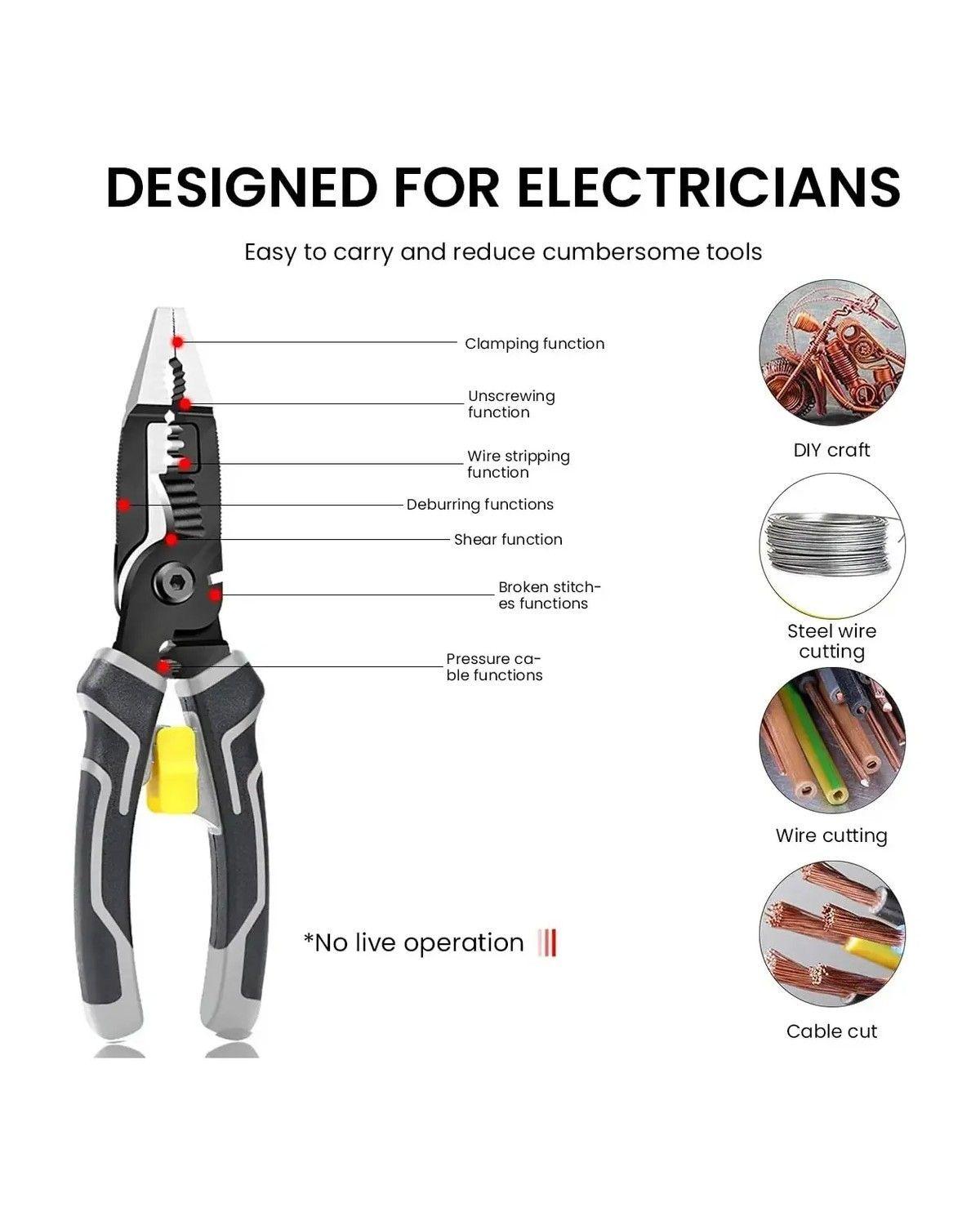 Alicate Electricista 9 En 1 Multifuncional De 8 Pulgadas-1