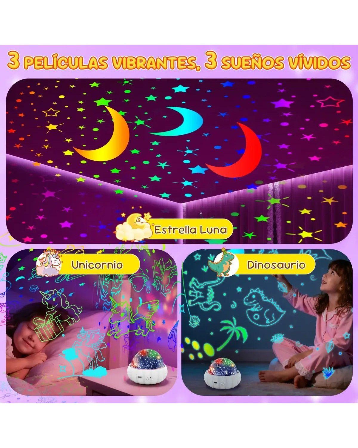 Lampara Led Rotatoria Proyector Cielo Estrellas Noche Dormir-2
