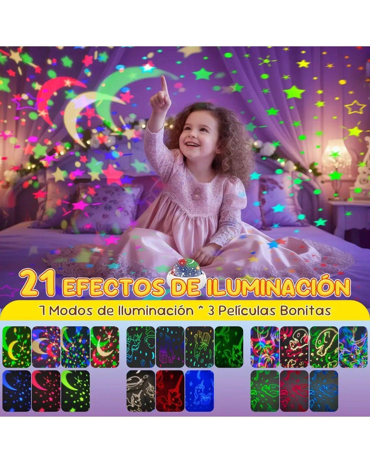 Lampara Led Rotatoria Proyector Cielo Estrellas Noche Dormir-3