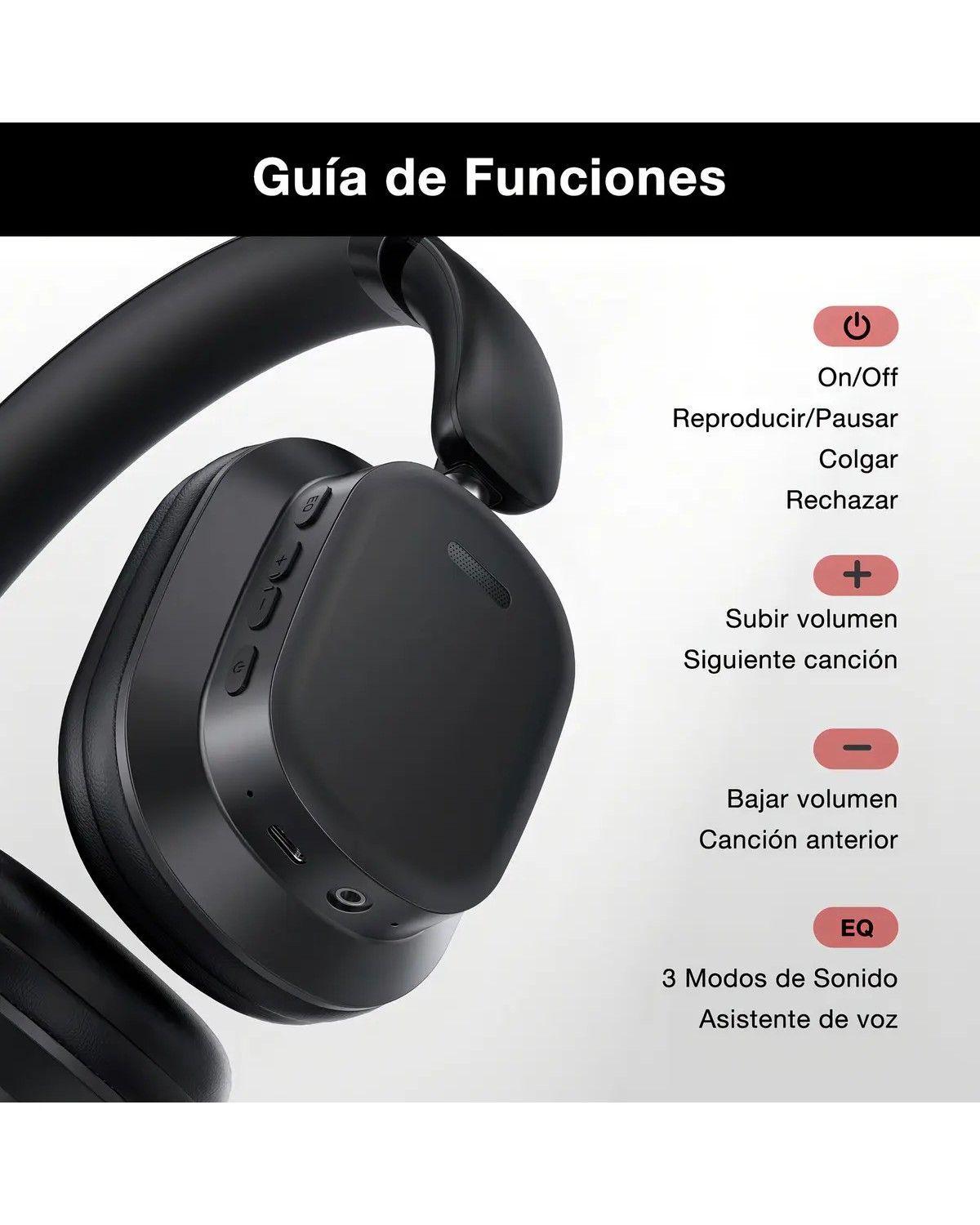 Audífonos Bluetooth Inalámbricos On-Ear con Micrófono Hasta 100 Horas de Batería-2