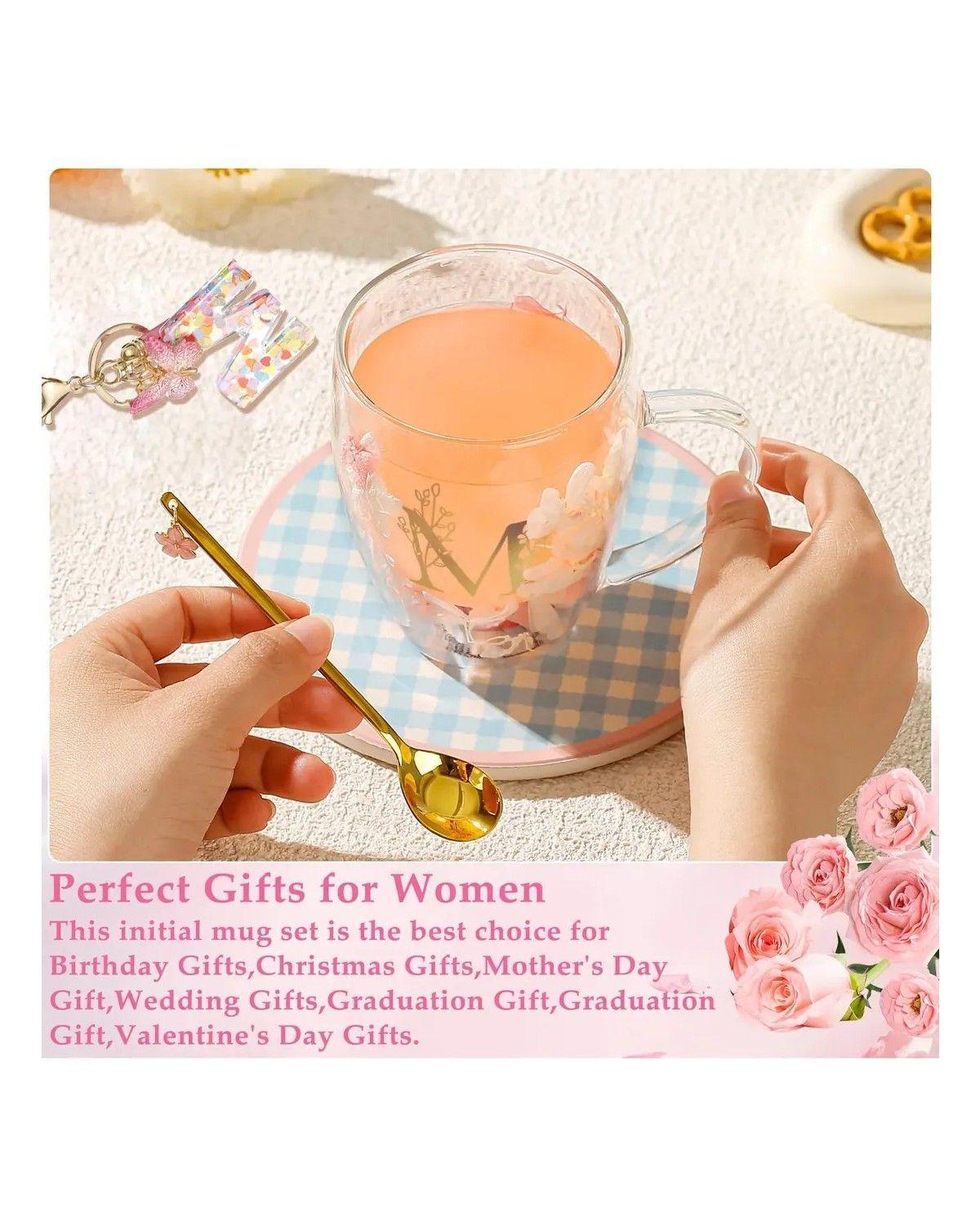 Taza De Cristal Flor Para Cafe Te, Regalos Para Mujer Cumple-1