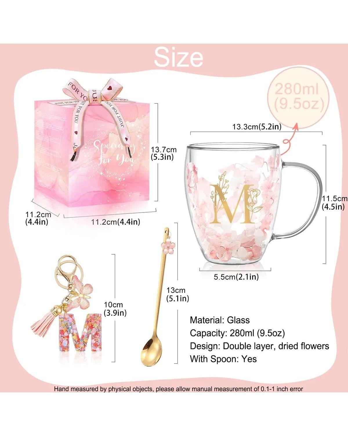 Taza De Cristal Flor Para Cafe Te, Regalos Para Mujer Cumple-2