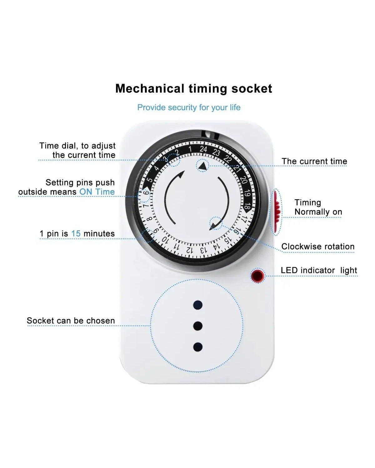 Temporizador Timer Analogico 24 Horas Adaptador 220v-2