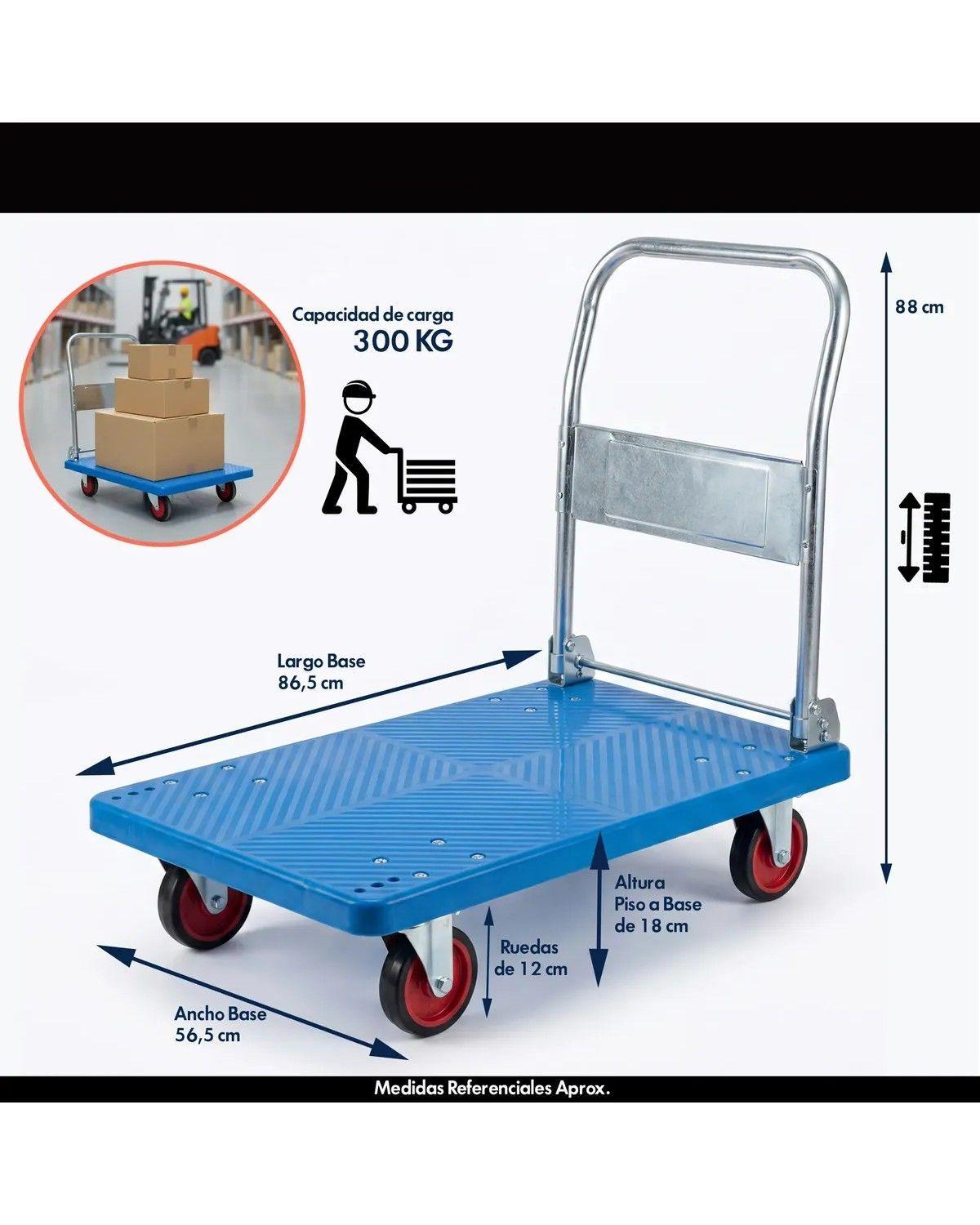 Carro De Carga Plegable 300kg 4 Ruedas Multipropósito-3