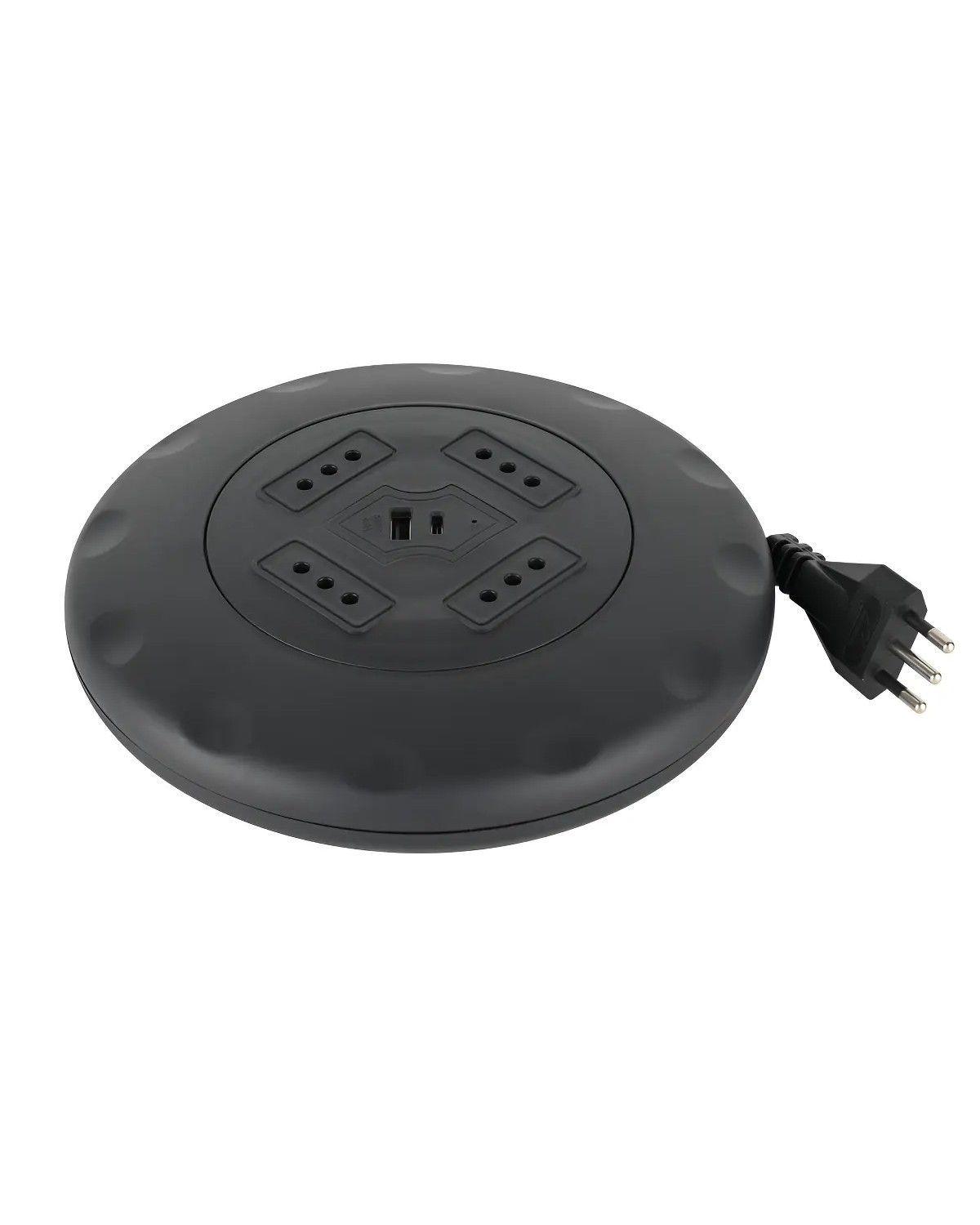 Alargador Retráctil 4 Tomas 5M 2 USB C Negro -1
