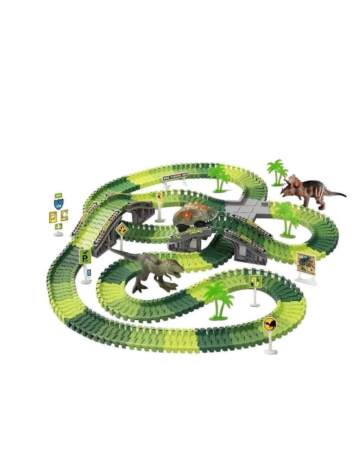 340pcs Pista Carreras, Juguetes Niños Con Coche De Dinosaurio-0