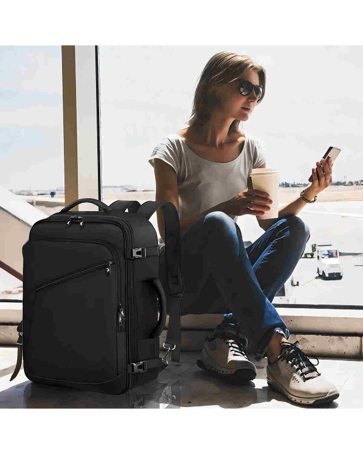 Mochila De Viaje Impermeable Expandible Antirrobo Grande Equipaje De Mano De 10 Kg-2