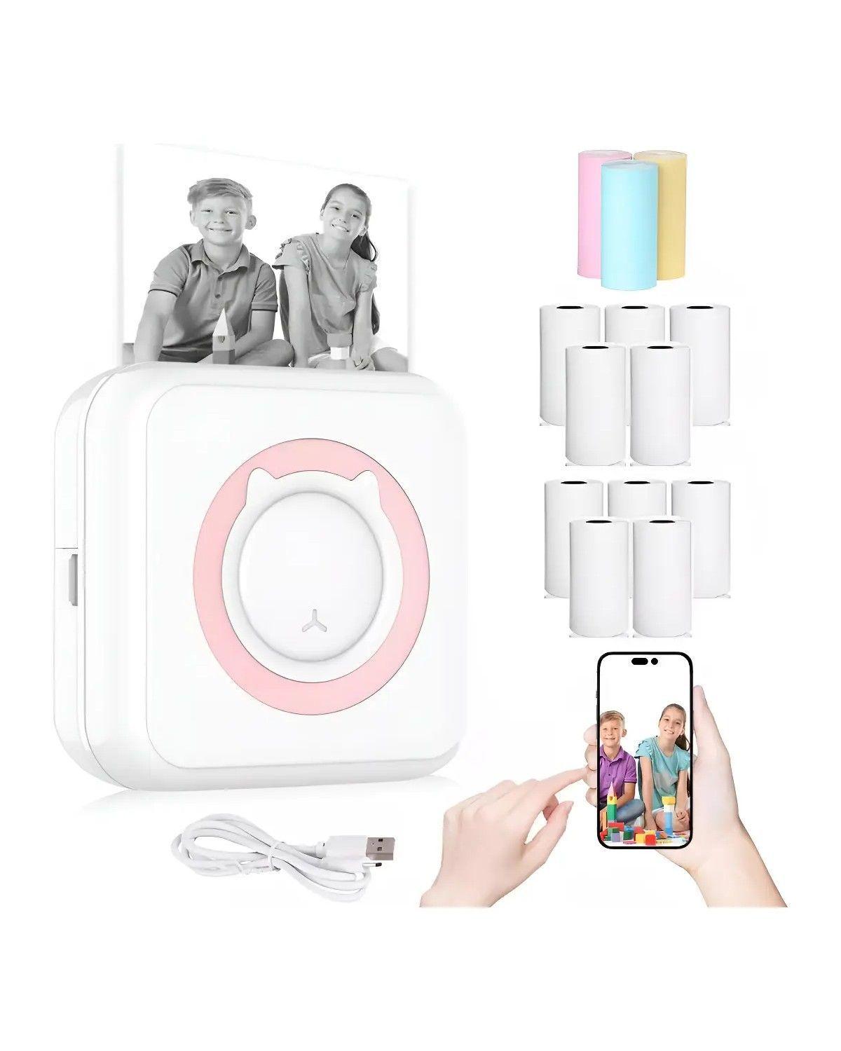 Mini Impresora Térmica Portátil Bluetooth Accesorios 13 Roll-0