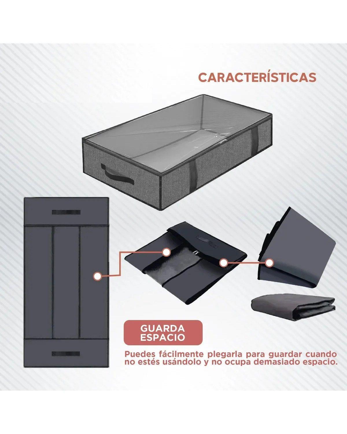 Bolsas Organizadoras Almacenamiento Bajo Cama Cajas Plasticas Contenedor 90l Set X2 Gris-3