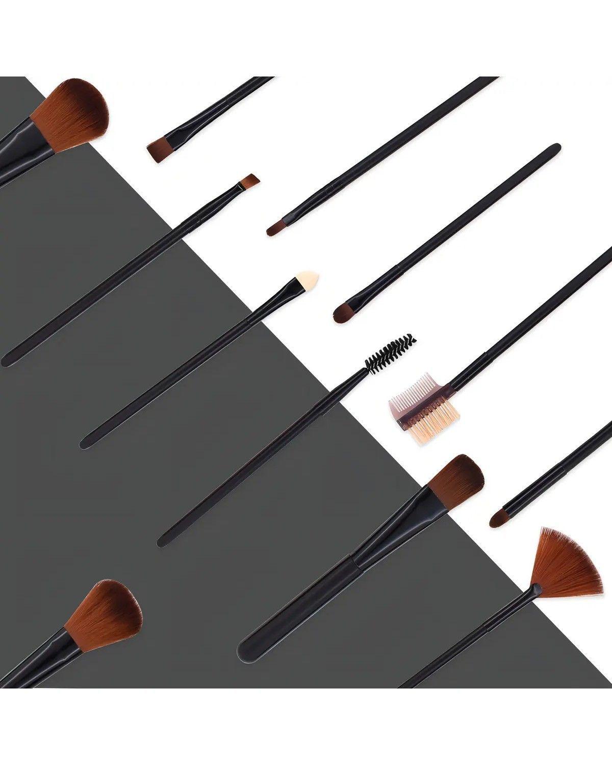 Set 12 Brochas Maquillaje Profesional Cepillos Color Negro-1
