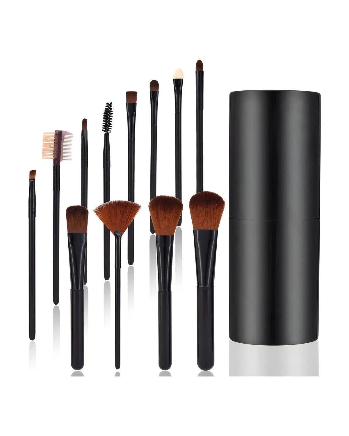 Set 12 Brochas Maquillaje Profesional Cepillos Color Negro-4