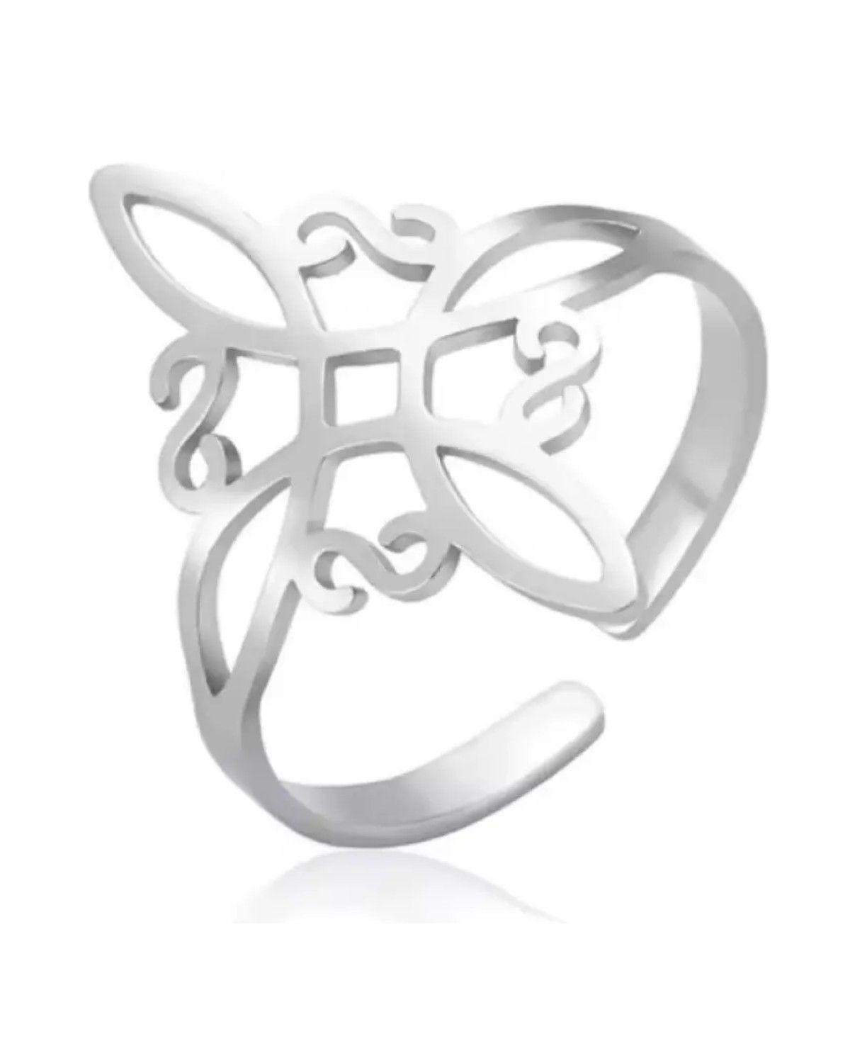 Anillo Ajustable Nudo De Brujas Acero Quirúrgico Amuleto-0