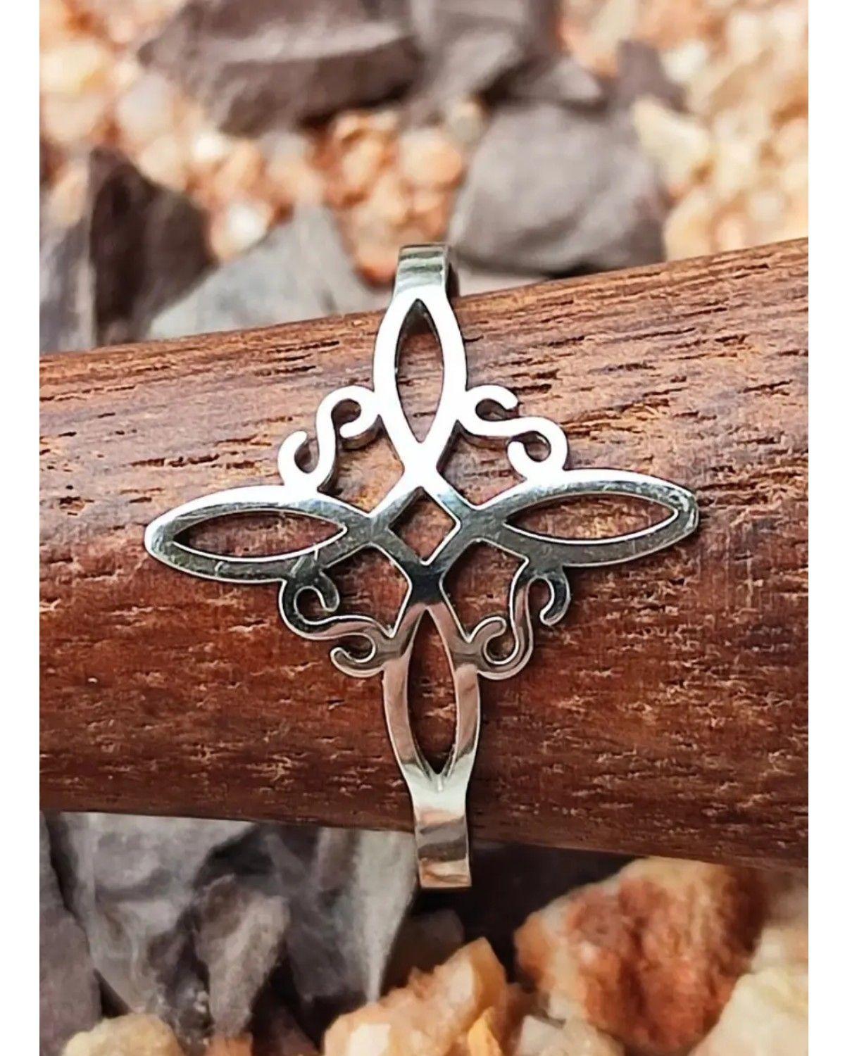 Anillo Ajustable Nudo De Brujas Acero Quirúrgico Amuleto-2