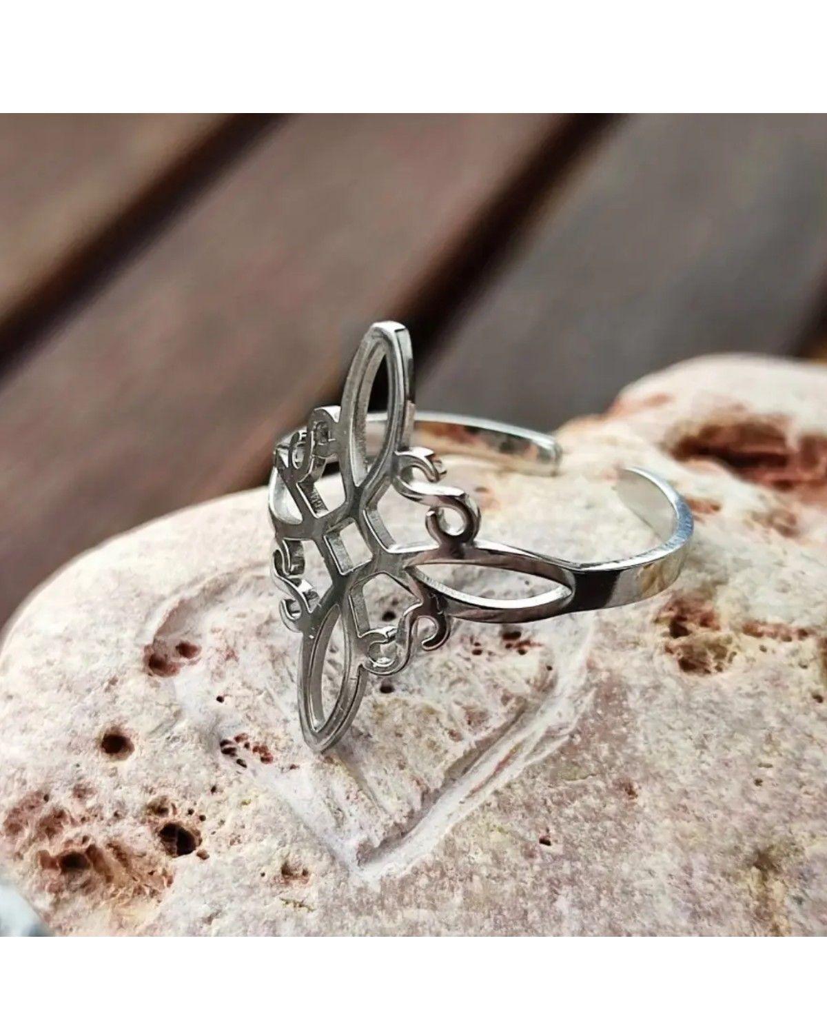 Anillo Ajustable Nudo De Brujas Acero Quirúrgico Amuleto-3