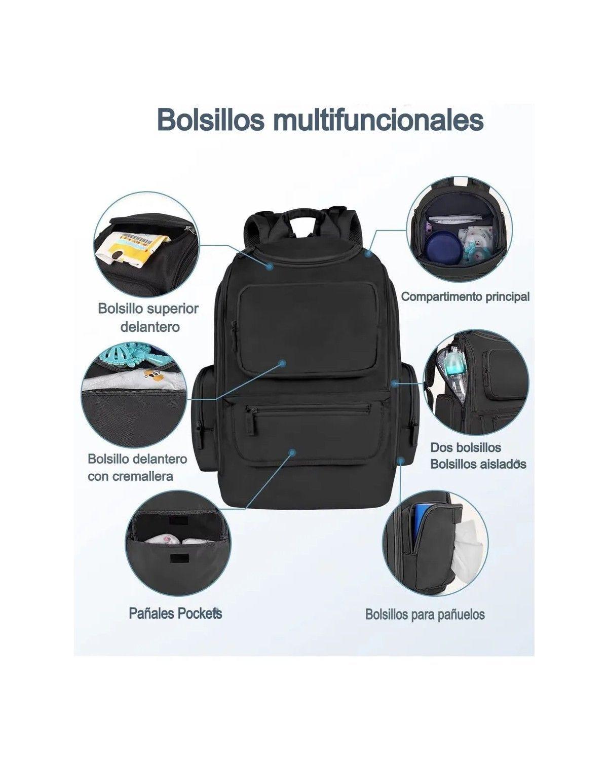 Mochila Pañalera Para Bebé, Impermeable Y Espaciosa, Con Bolsillos Térmicos Para Biberón, Organizado-2