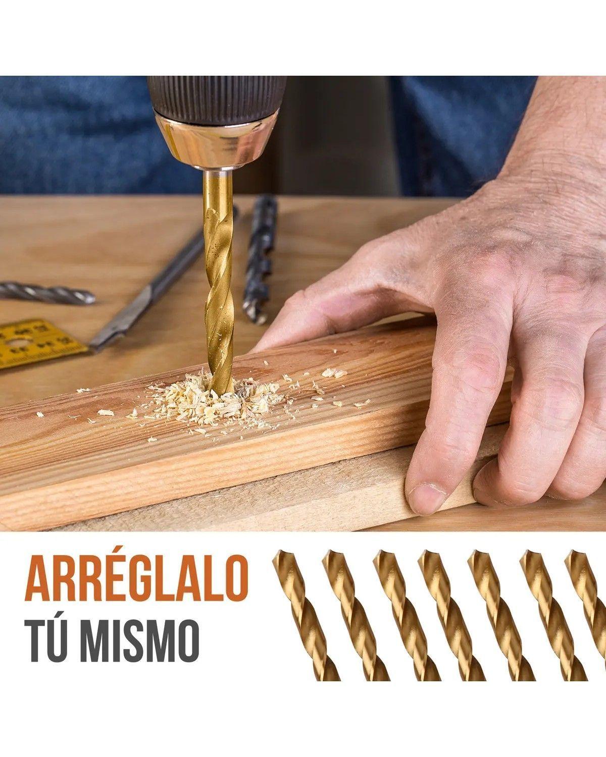 Juego de Brocas HSS 99 Piezas SAE 1/16-3/8 Metal Madera-2