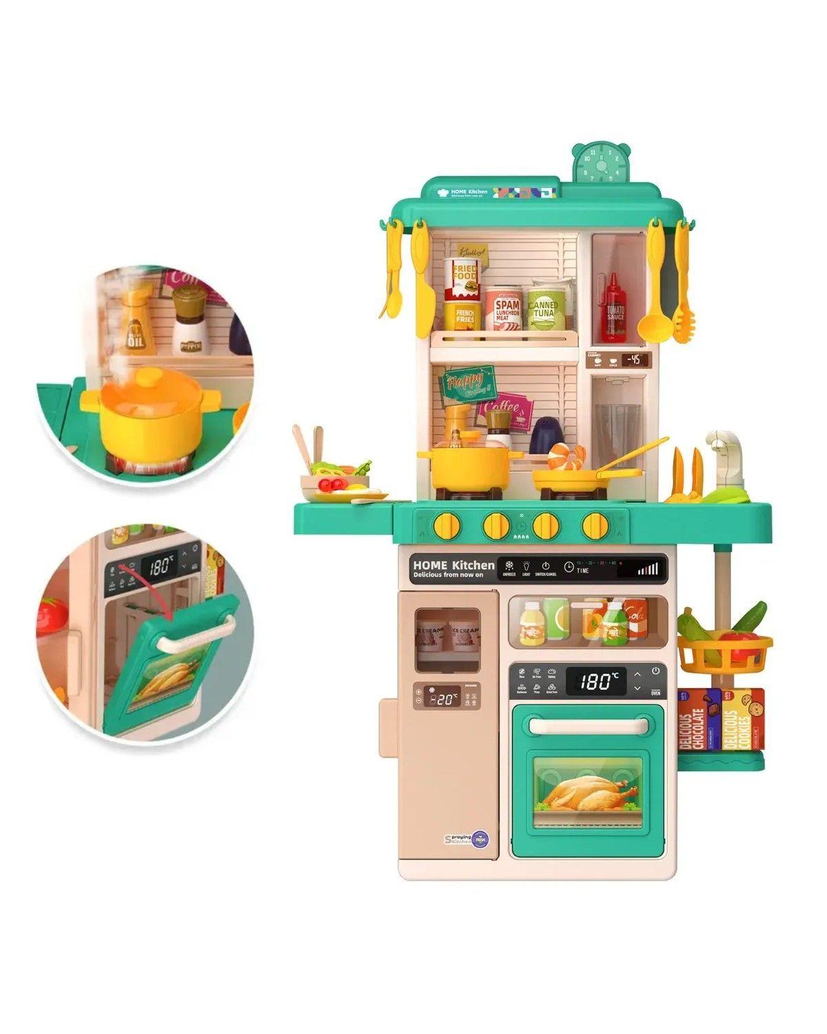 Cocina Juguete Grande 50pcs Niños Spray Kitchen 78cm Verde-0