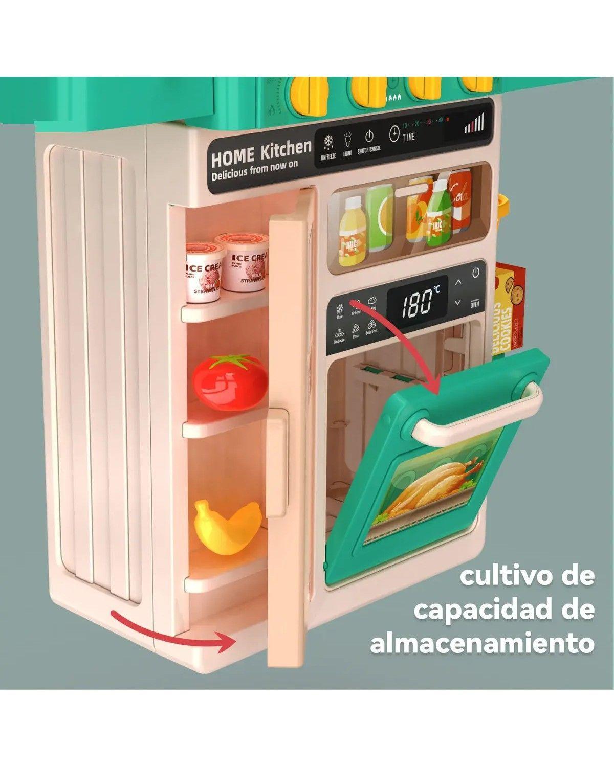 Cocina Juguete Grande 50pcs Niños Spray Kitchen 78cm Verde-1