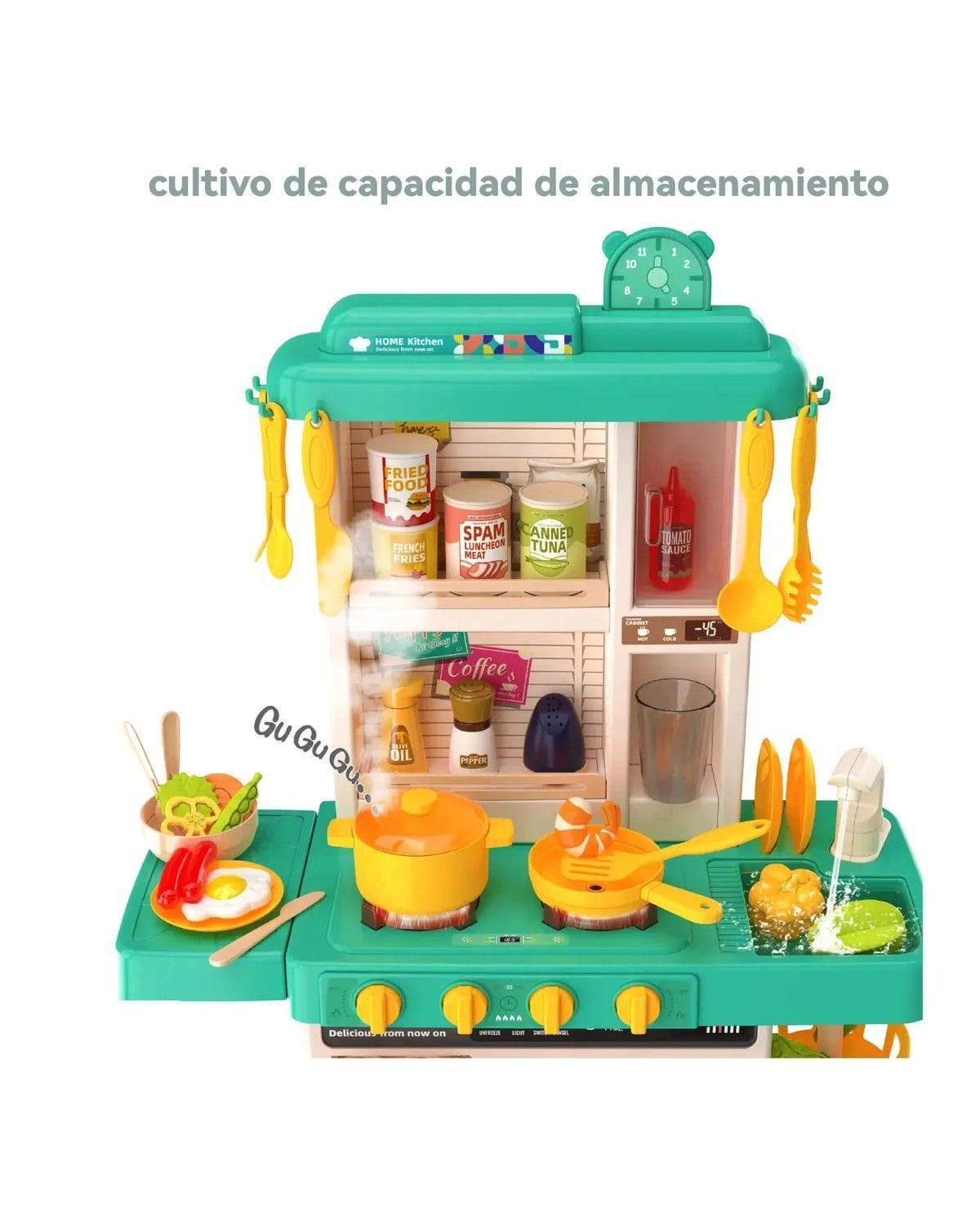 Cocina Juguete Grande 50pcs Niños Spray Kitchen 78cm Verde-2