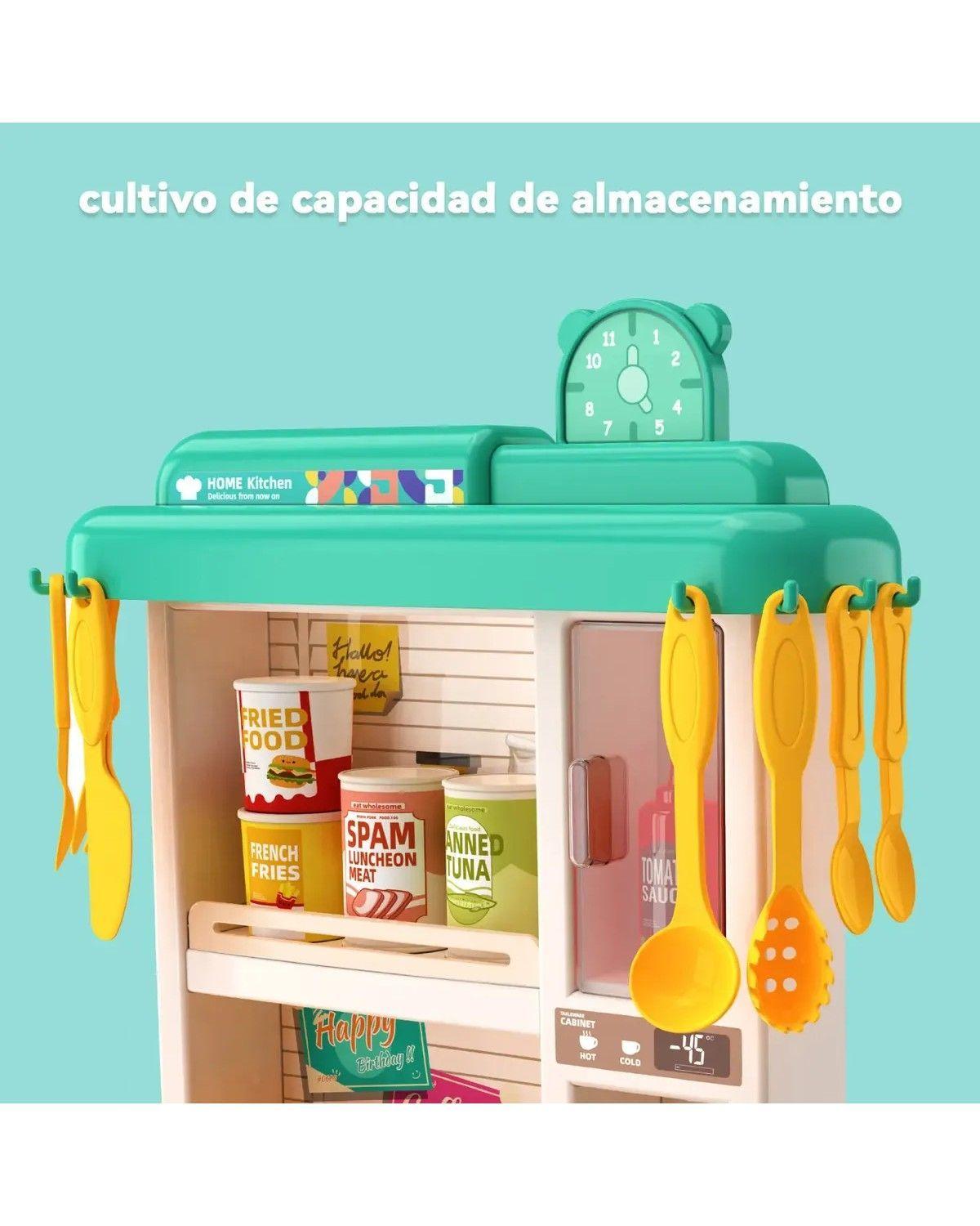 Cocina Juguete Grande 50pcs Niños Spray Kitchen 78cm Verde-3