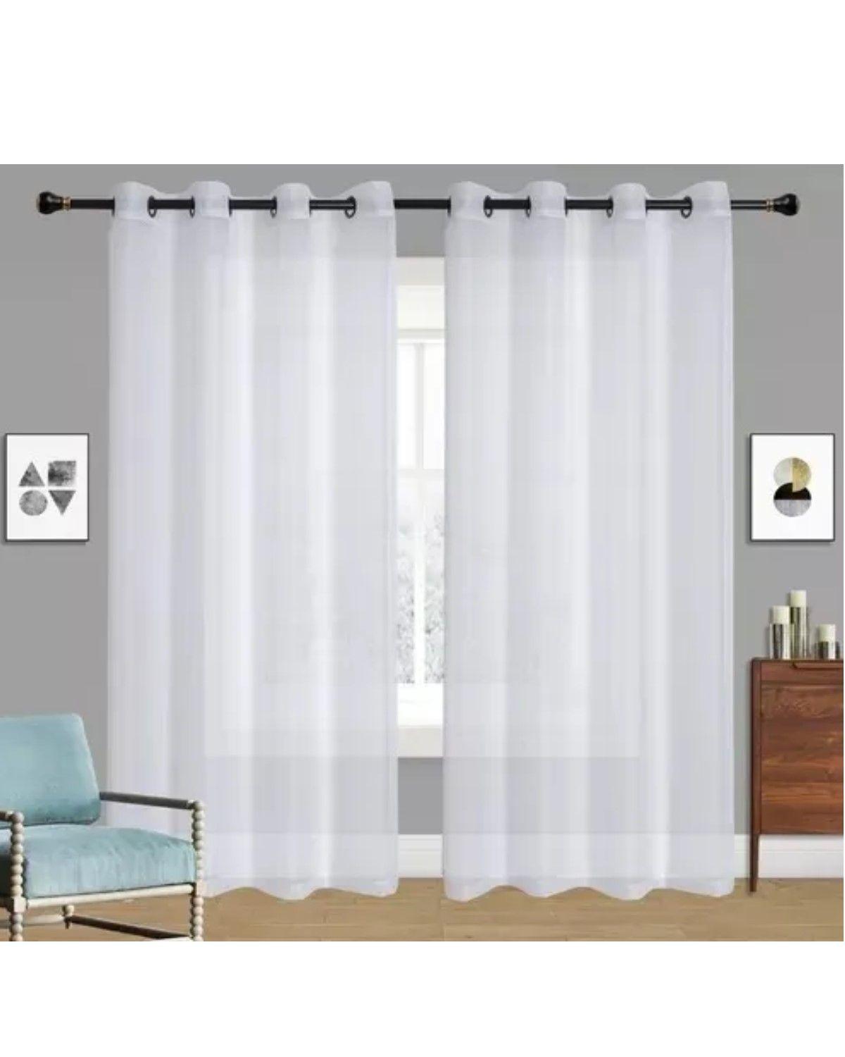 Cortina Velo Liso Con Argolla 140x220 Cm 2 Paño - Blanco-2