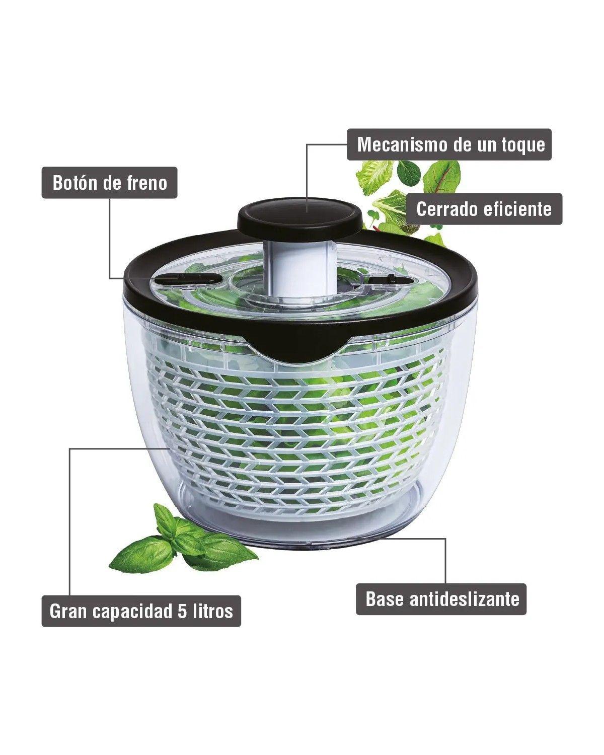 Centrifuga Escurridor Ensaladas 5L Plástico Negro-2