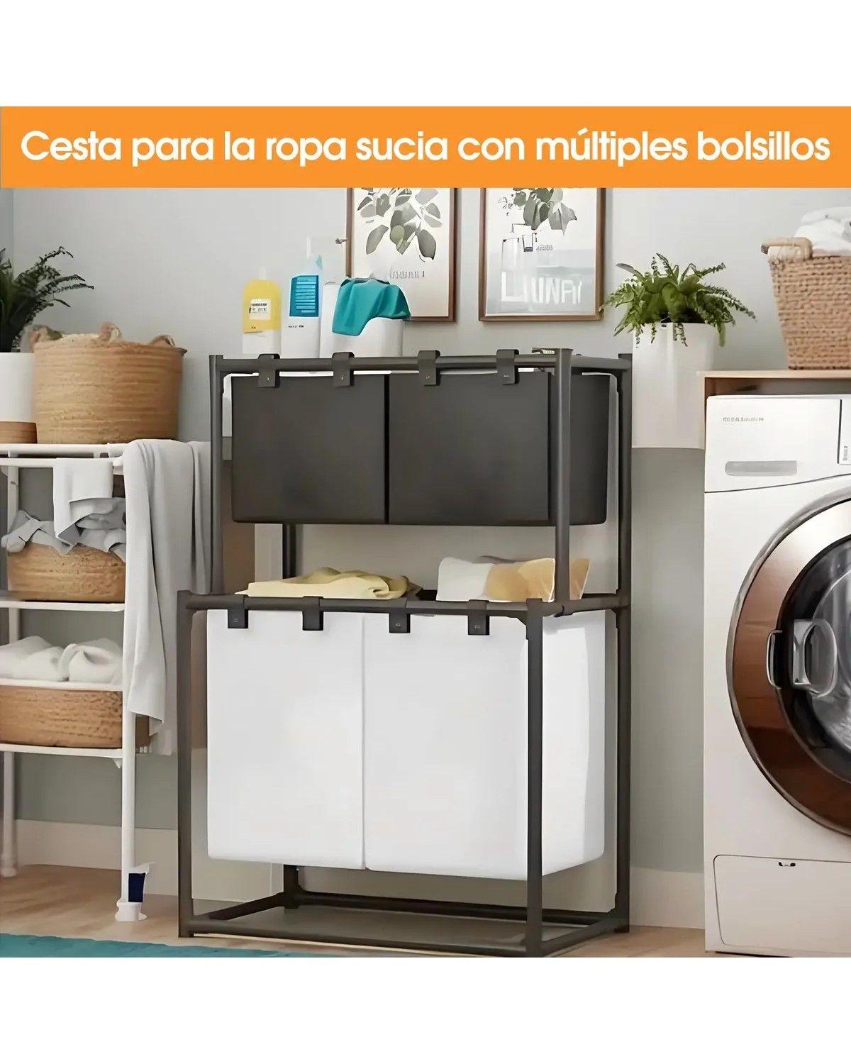 Cesta De Ropa Sucia 4 Compartimentos Espesar Accesorios Baño-2