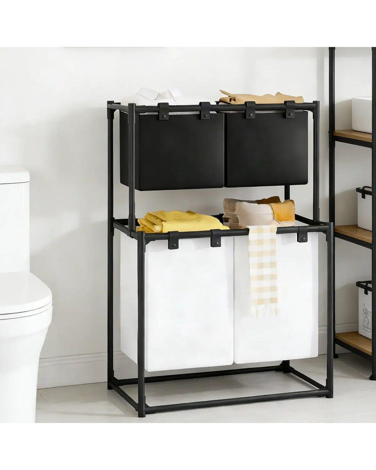 Cesta De Ropa Sucia 4 Compartimentos Espesar Accesorios Baño-3